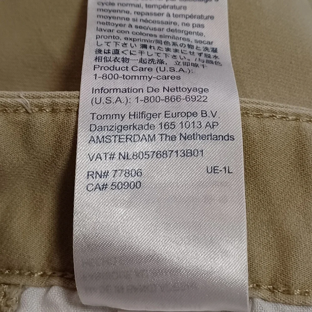 Tommy Hilfiger Mens Slim Fit Chino Pants Tan Khaki Stretch Cotton 30x32